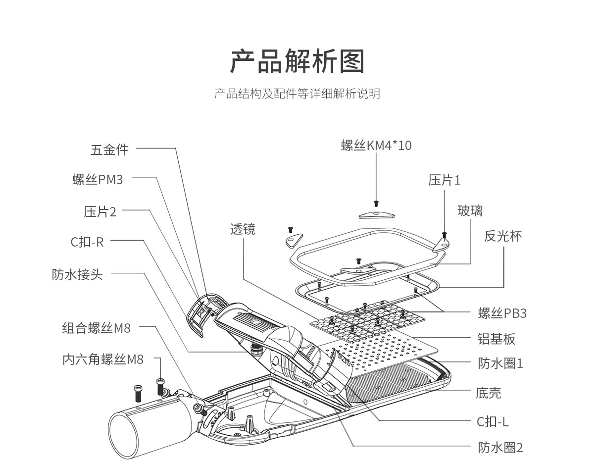 工程戶外路燈 庭院照明燈運動傳感器 景觀燈50w 100w 150w LED路燈園林公園別墅防水超亮