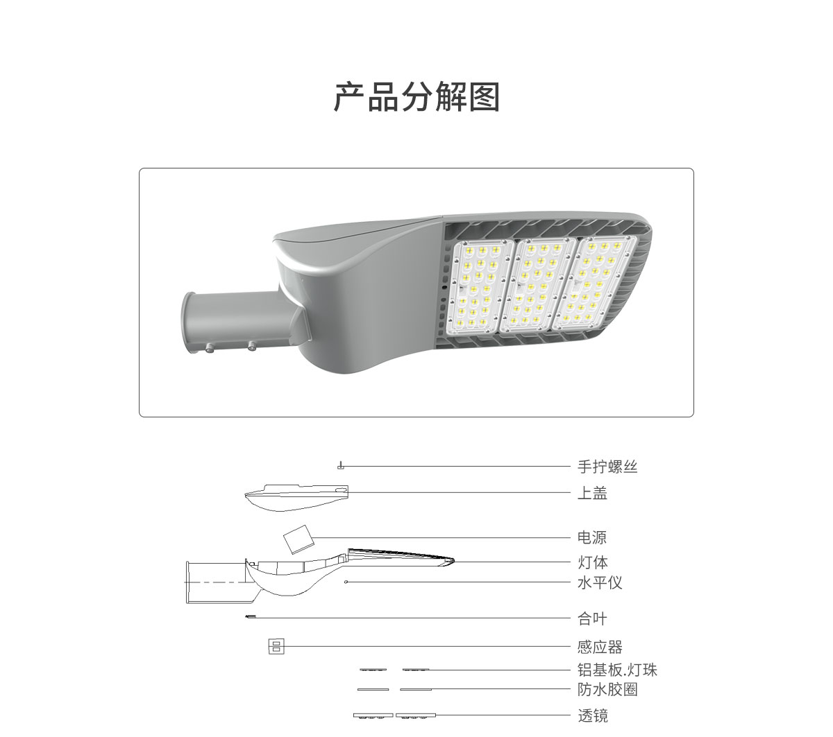 戶外停車場照明 壓鑄鋁運動傳感器100W 150w IP66防水LED市政工程路燈