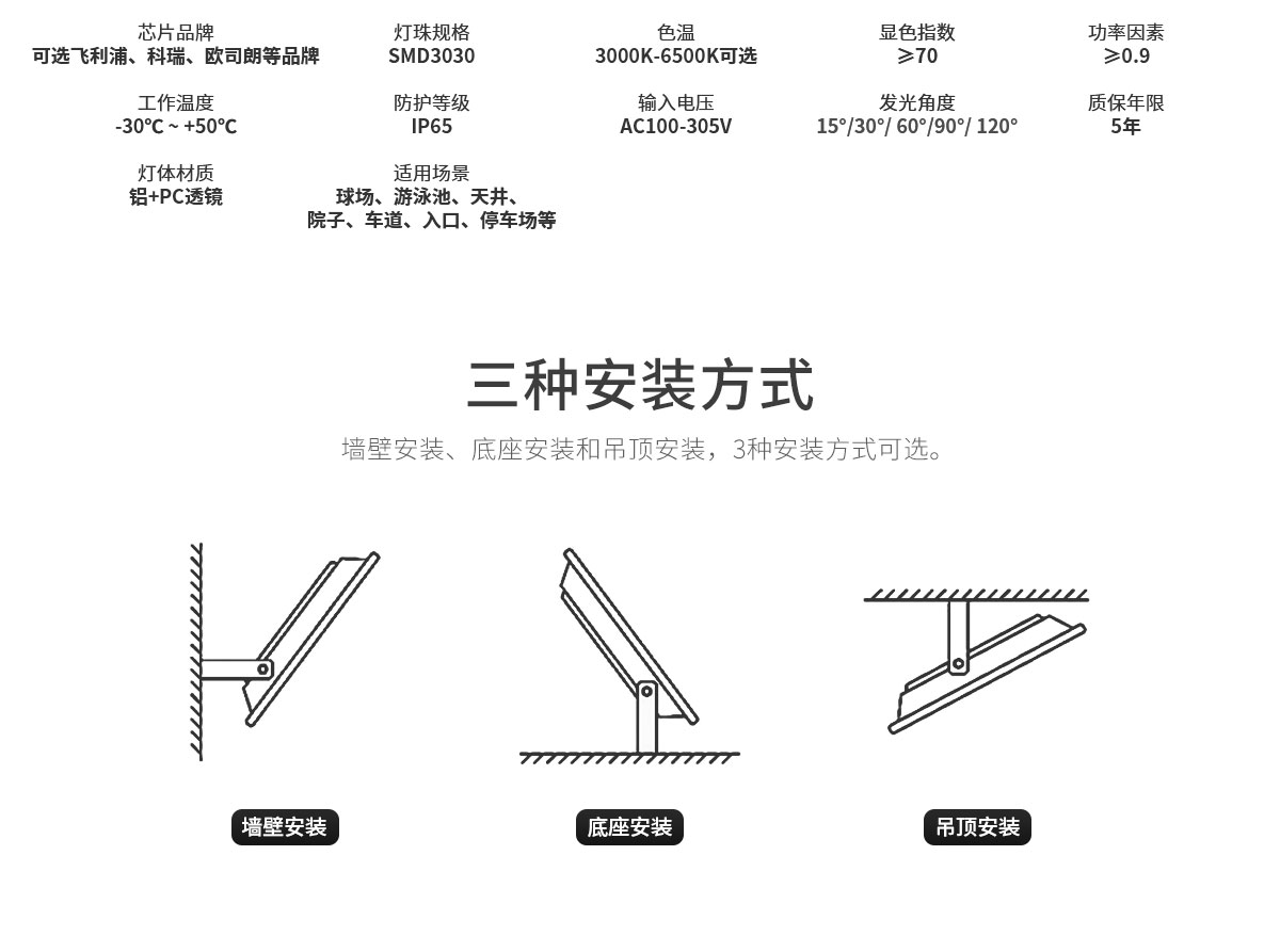 100w 150w 200 瓦 LED 泛光燈 戶外足球體育場燈 游泳池 停車場 操場高桿區域照明