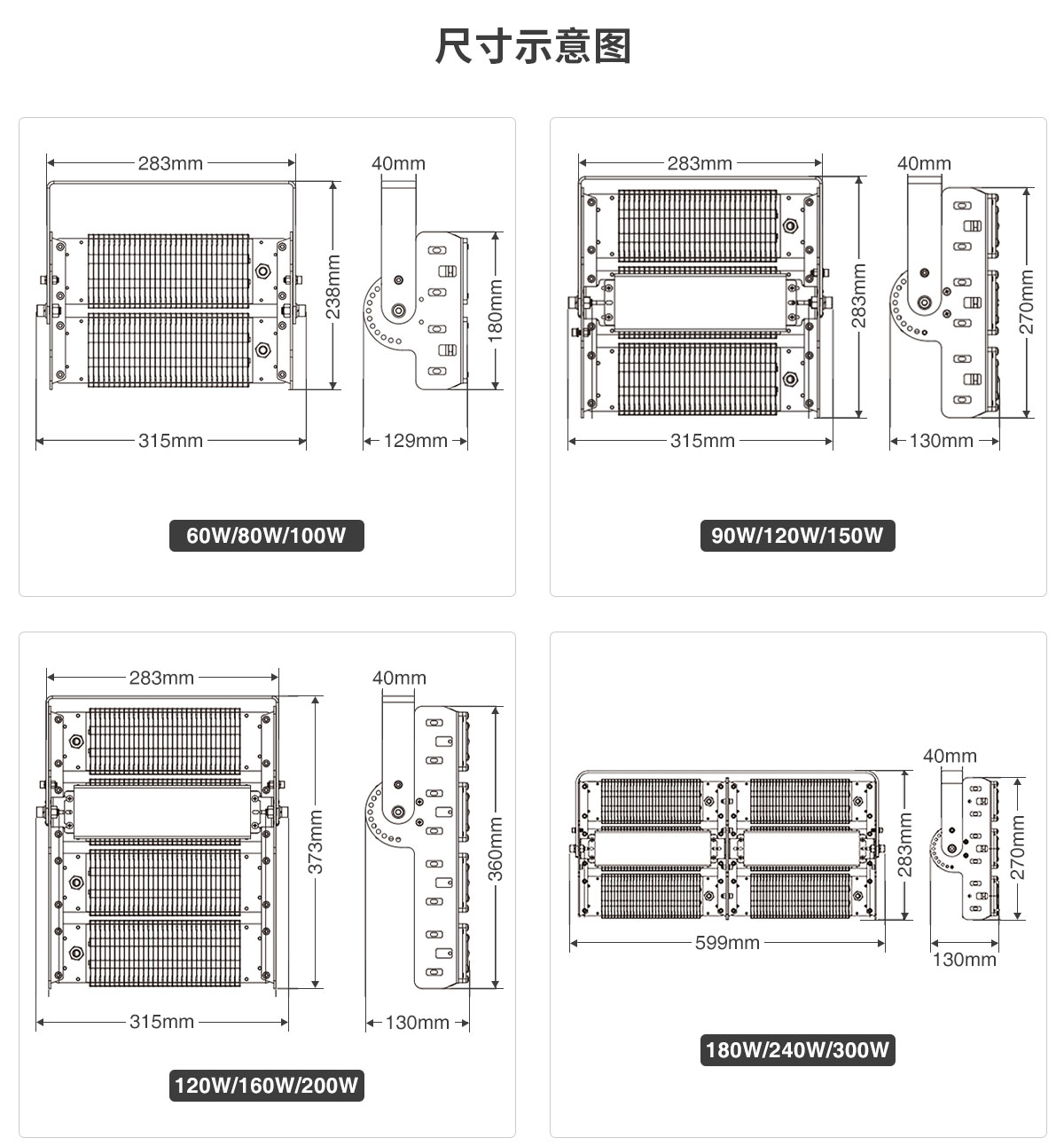 隧道地鐵口專用燈 100W 150W 200W 300瓦投光燈高桿照明