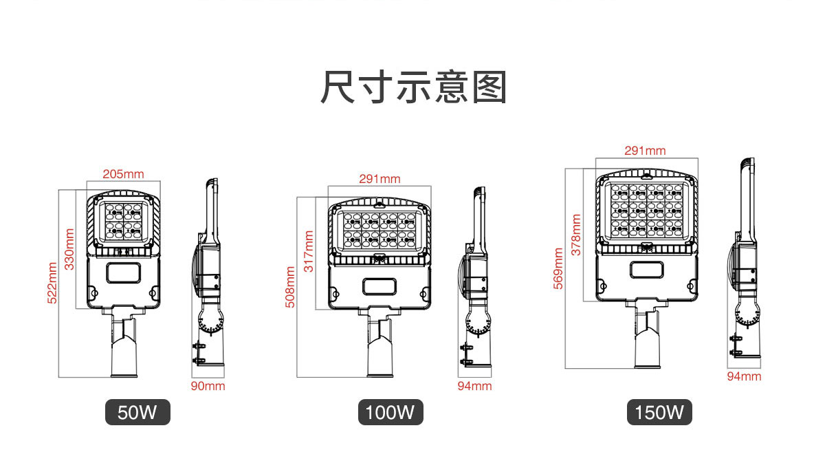 2020新款 光傳感器控制 卡扣式安裝 LED道路照明燈FL-LD-GLT1